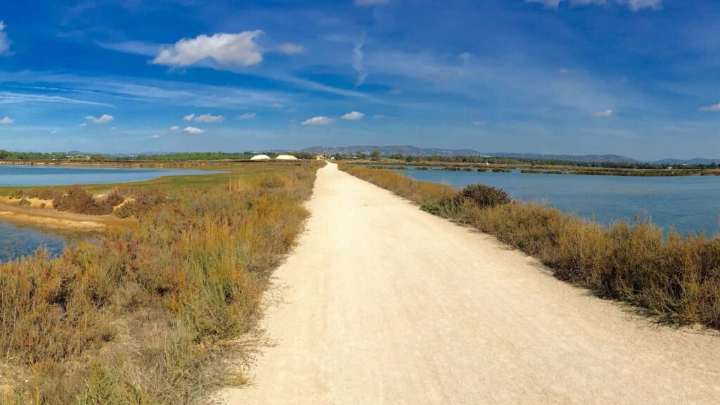 Scenic view of the Ludo Trail at the western edge of Ria Formosa in the Algarve, Portugal, captured by Lands – Eco Boat Tours